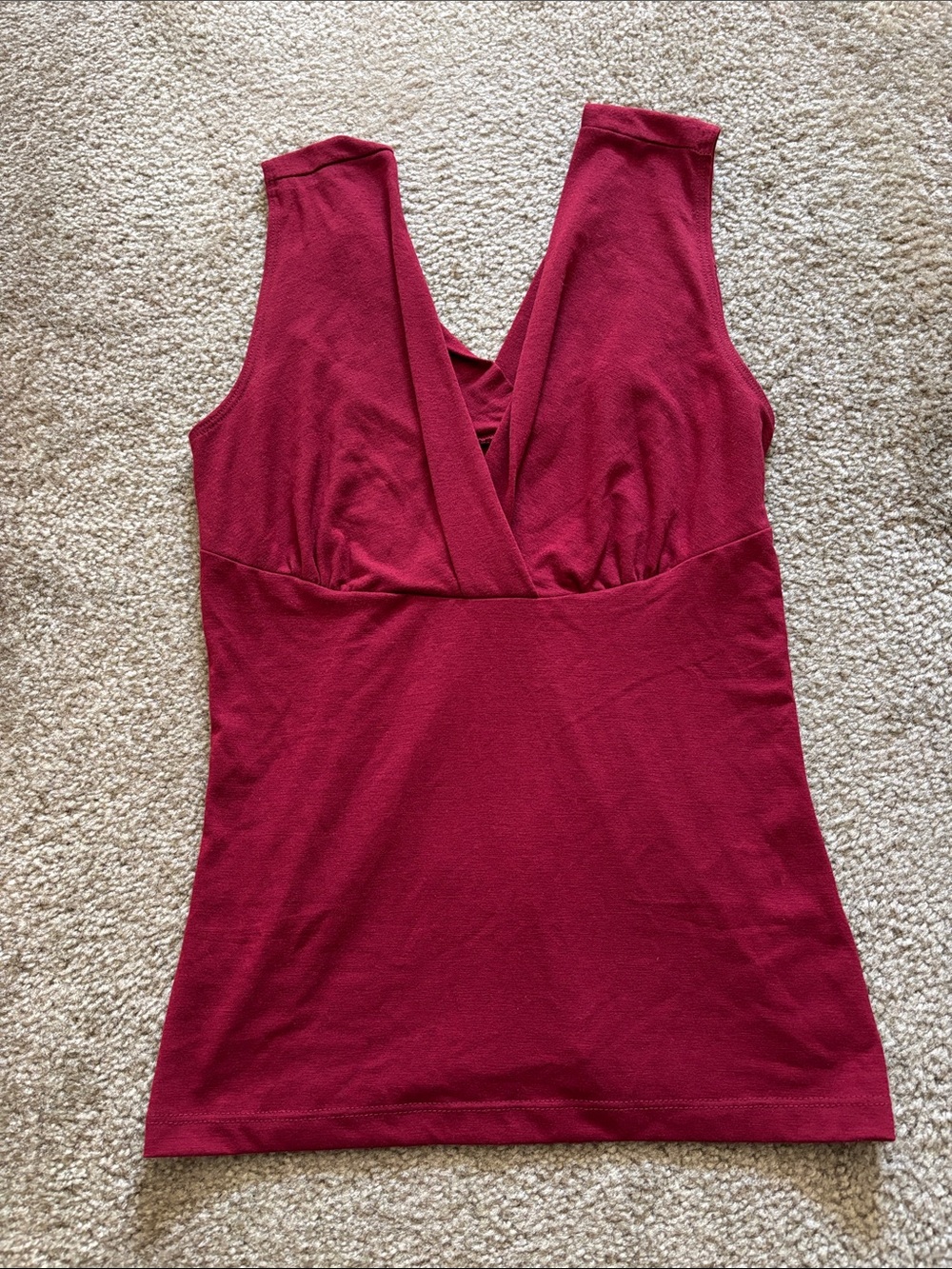 Sleeveless V-Neck Red Blouse